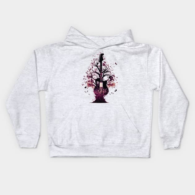Acoustic Guitar Tree of Life Guitar Player Nature Guitarist Kids Hoodie by Clouth Clothing 